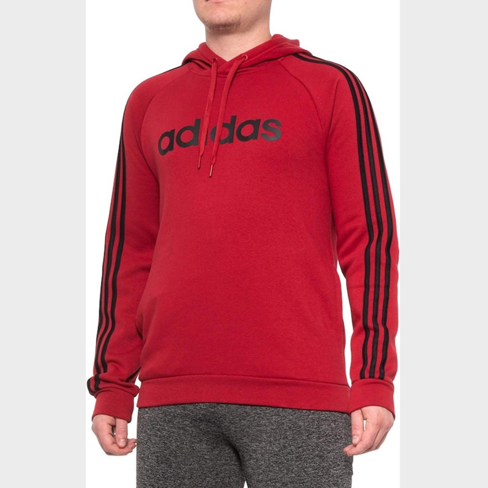 NWT adidas Men's Essentials 3-Stripes Pullover Hoodie Size Large